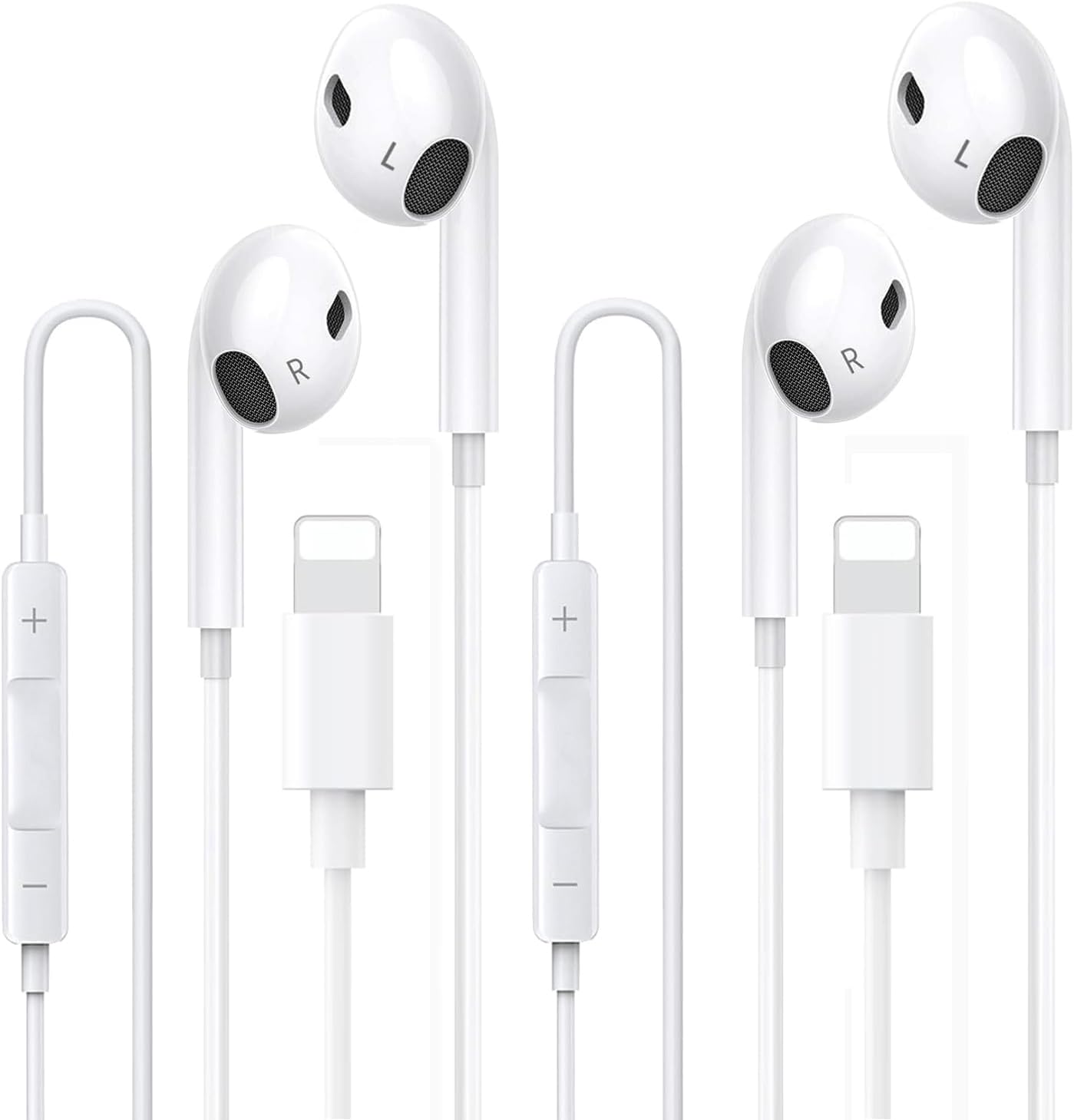 2-Pack In Ear Headphones Wired [Apple MFi Certified] iPhone Wired Earphones Built-in Microphone and Volume Control Earbuds，Headphones Compatible with iPhone 14/13/12/11/SE/XR/XS/8/7