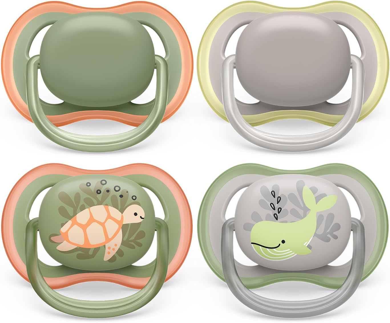 Philips Avent Ultra Soother - 4 x Light, Breathable Baby Soothers for Babies Aged 6-18 Months, BPA Free with Steriliser Carry Case (Model SCF085/66)