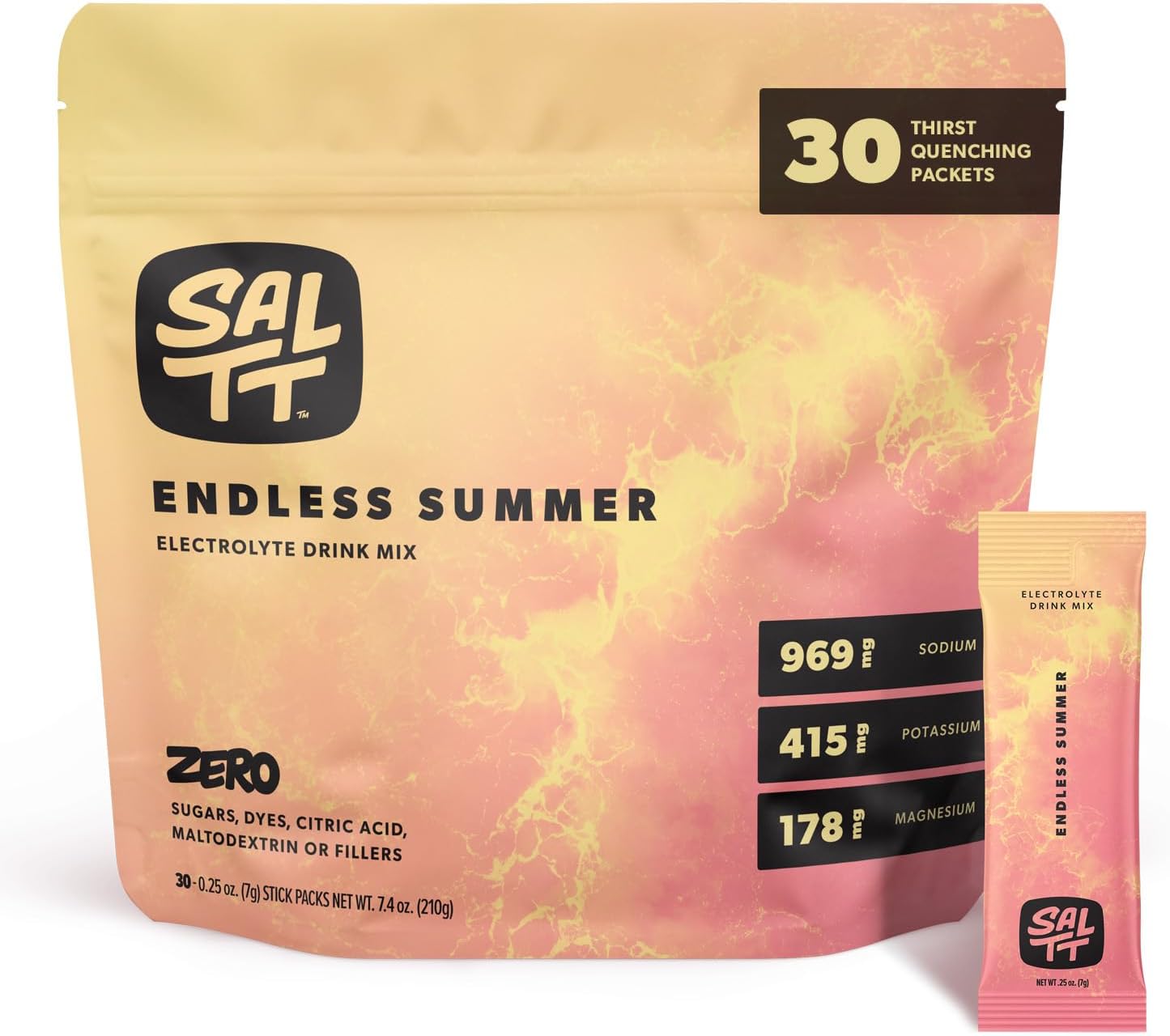 Keto Chow SALTT Electrolytes Powder Flavored Drink Mix - Endless Summer - 30 Hydration Packets - Magnesium, Potassium, Sodium, Trace Minerals - Zero Sugar & Gluten Free - Travel Essentials