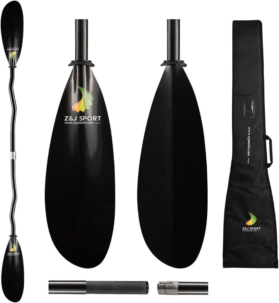 Z&J SPORT Sea Kayak Paddle Full Carbon with Paddle Bag, Adjustable Recreational Touring Kayak Paddle for Relaxed Kayaking in Ocean, River, Lake (SK-T)