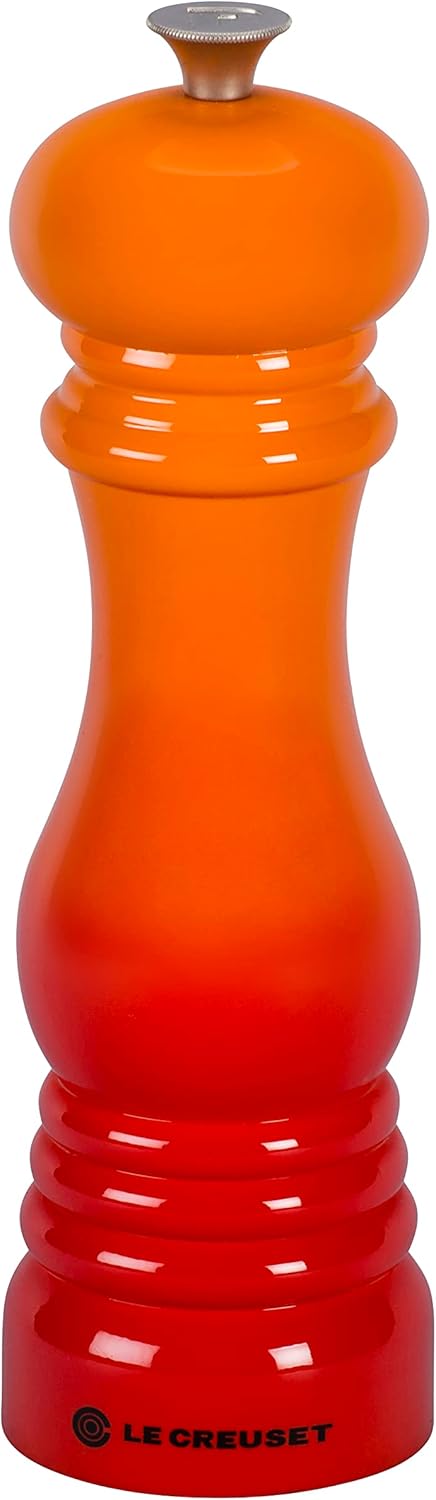 Le Creuset Classic Adjustable Pepper Mill Grinder, Chip-Resistant ABS Plastic, Anti-Corrosion, 40g, 21 cm, Volcanic, 96001900090000