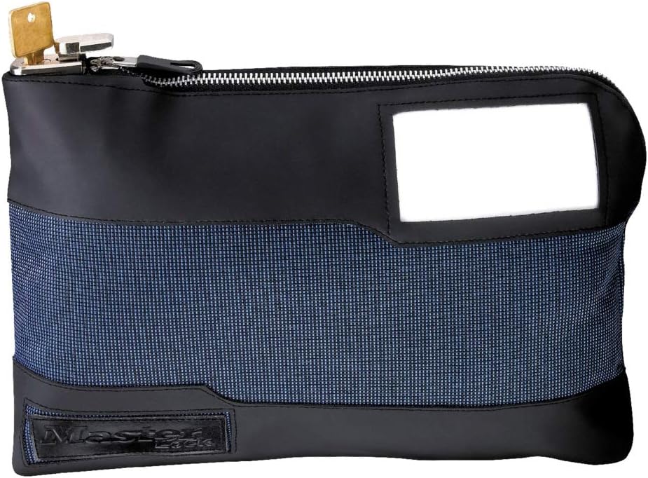 Master Lock Money Bag with Key Lock and Zipper for Cash, 11-1/2 in. Long Locking Portable Travel Money Pouch Protects Passports, Valuables, 7120D, Blue