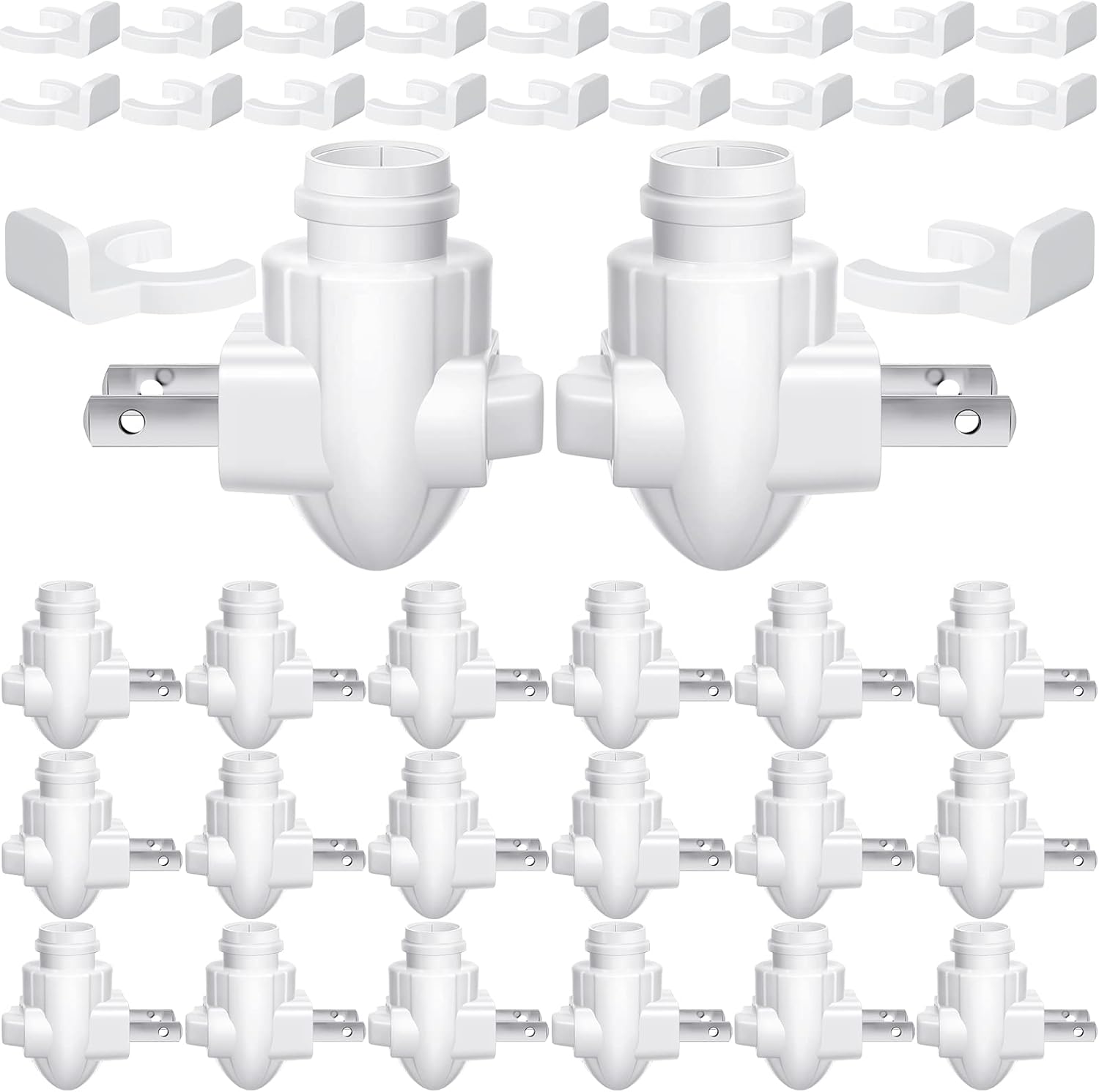 Tuanse 20 Sets Plug in Night Light Module Night Light Base with Shade Mounting Clip Plastic Lights Rotating Base for Making Your Own Decorative (White)