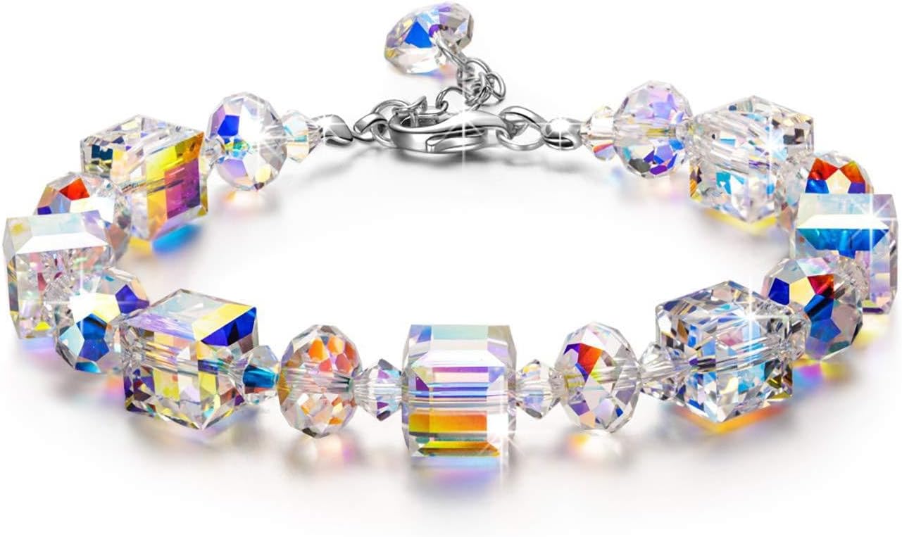 Northern Lights Ladies Crystal Bracelet, 17.8 cm with 5 cm Extension, Jewelry Gift Box for Mother's Day, Birthdays, and Anniversaries