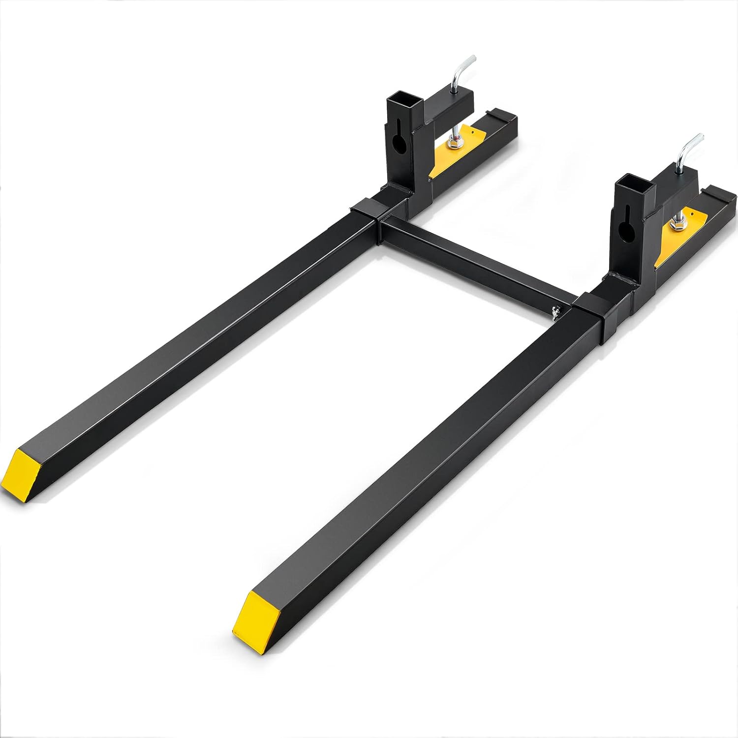 VEVOR Pallet Forks, 2000 lbs Clamp on Pallet Forks, 60" Total Length Heavy Duty Pallet Forks with Adjustable Stabilizer Bar, Tractor Bucket Forks for Tractor Attachments, Skid Steer, Loader Bucket