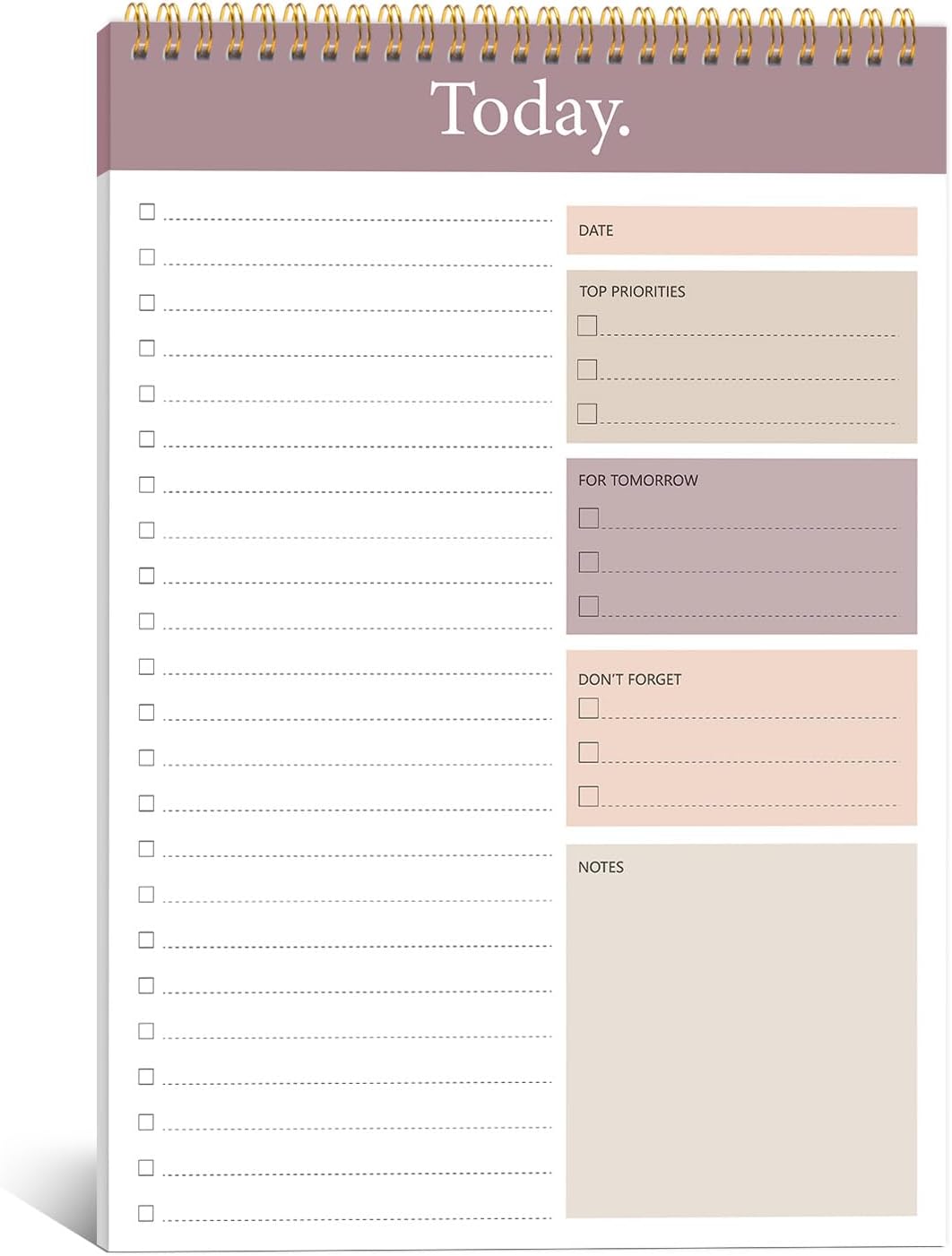 KMQOY To Do List Notepad - Daily Planner Pad Undated 52 Sheets Spiral Today Planner Note Pad Premium Thick Paper 9.8" x 6.5" For Work and Personal Organized - （Brown）
