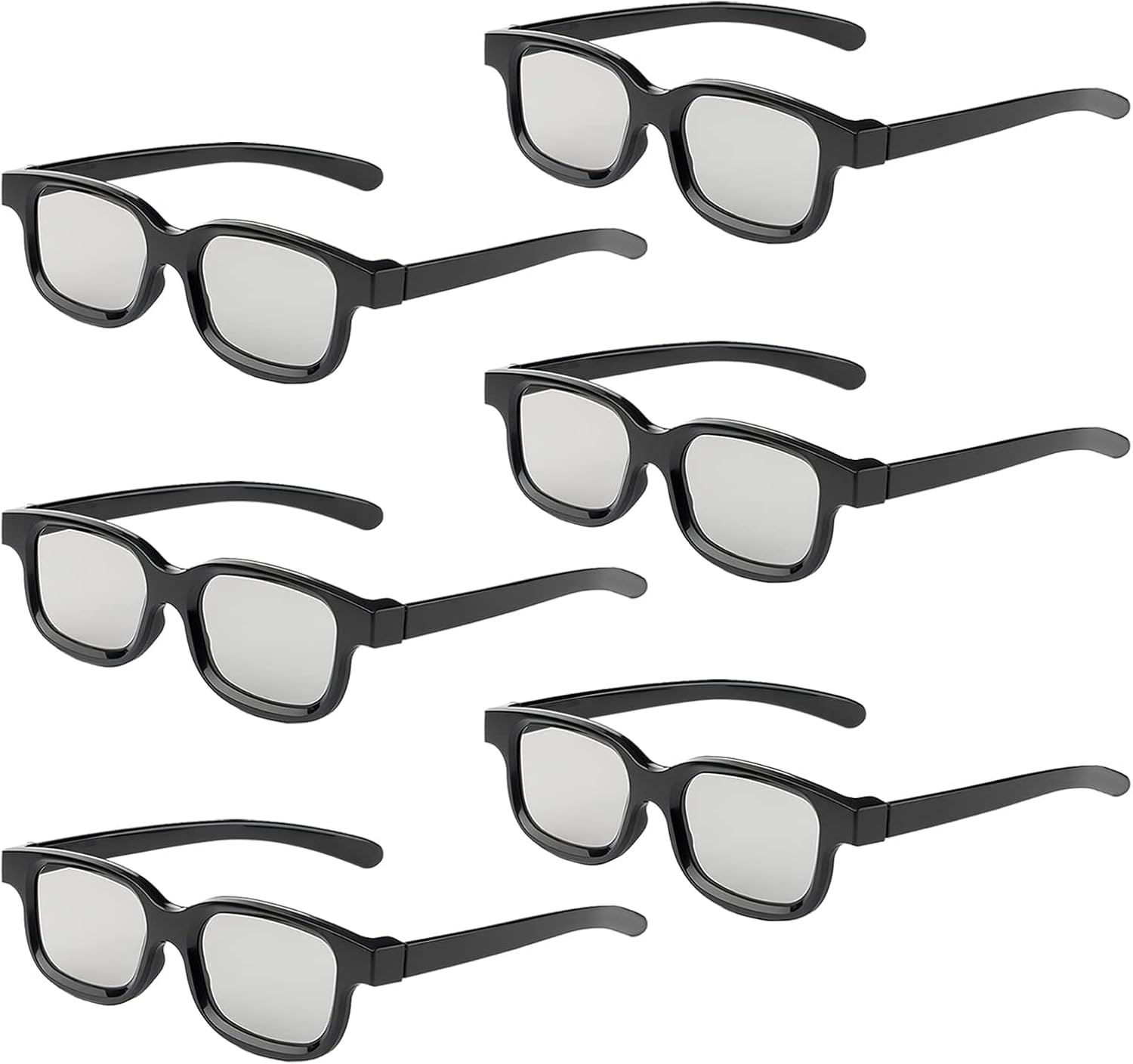 Real 3D Glasses, 6-Pack Circular Polarized Passive 3D Glasses for Real Cinema, 3D TV, and Projectors – Non-Flashing Home & Theater Use