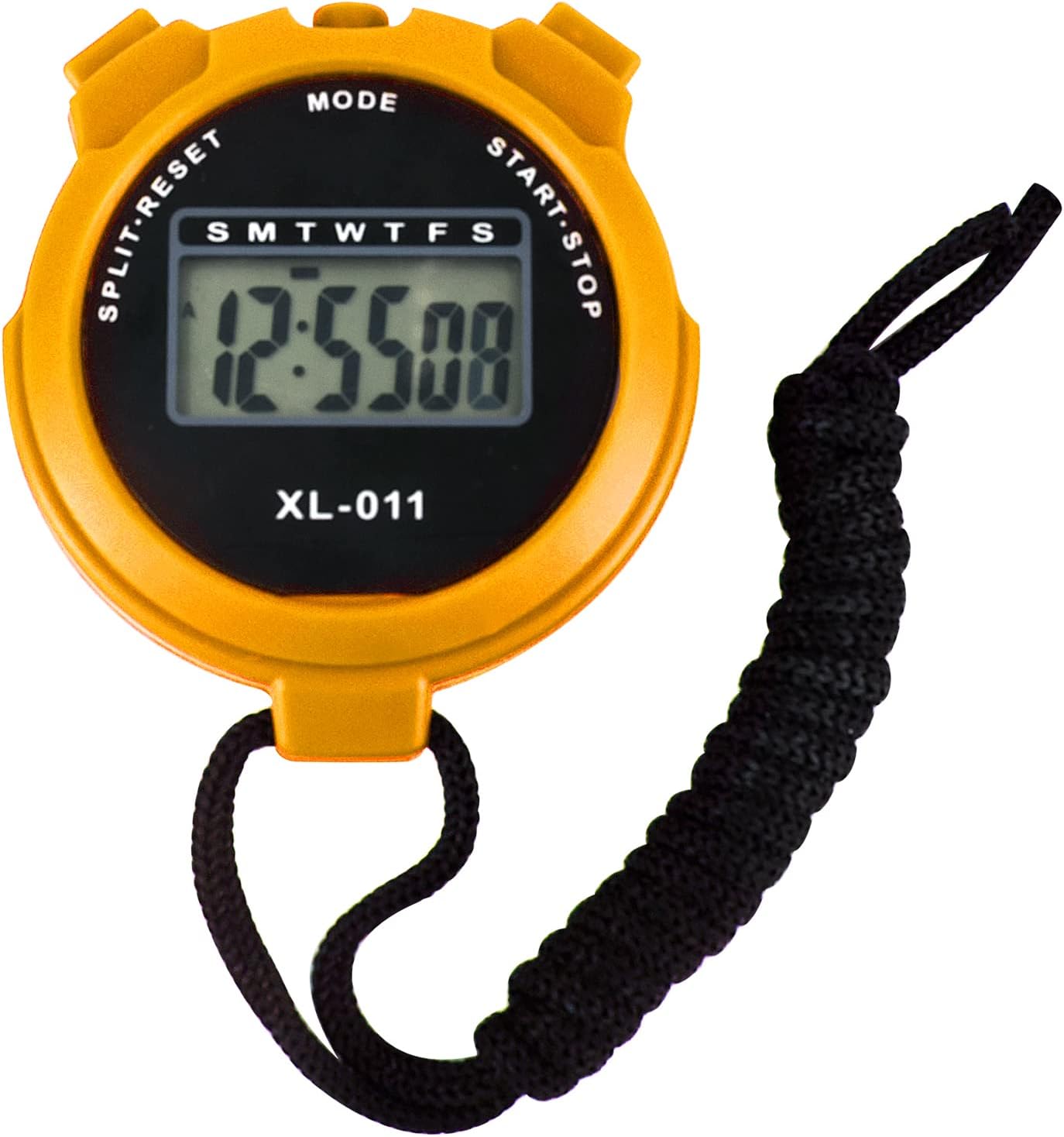 Digital Sports Stopwatch Timer Stopwatch Large Display Interval Training Timer Outdoor Split Stop Watch Lap Timer Digital Calendar Alarm Clock Referee Watch for Training Swimming Running(Yellow)