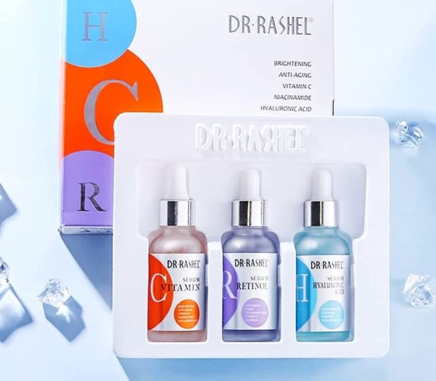 Vitamin C, Retinol & Hyaluronic Acid Complete Facial Serum Moisturizing Repair Set, Size (1.01 oz x 3 Pack Face Serum)