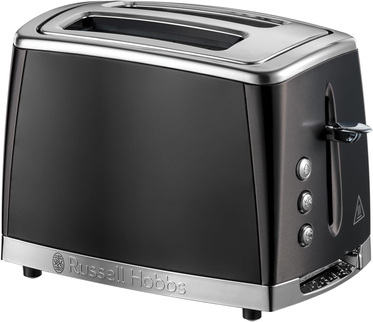 Russell Hobbs 2 Slice Toaster (Stainless steel with matte textured finish, Extra Wide Slots, Lift & Look feature, Variable browning levels, Cancel, frozen & reheat function) Matte Black 26150