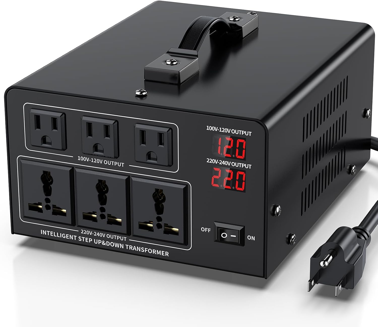 1000W Voltage Converter Transformer Step Up 110V/120V to220V/240V or Step Down 220V to 110V AC Power Converte, Circuit Breaker Protection, 2 US sockets, 2 Universal sockets, LCD Display