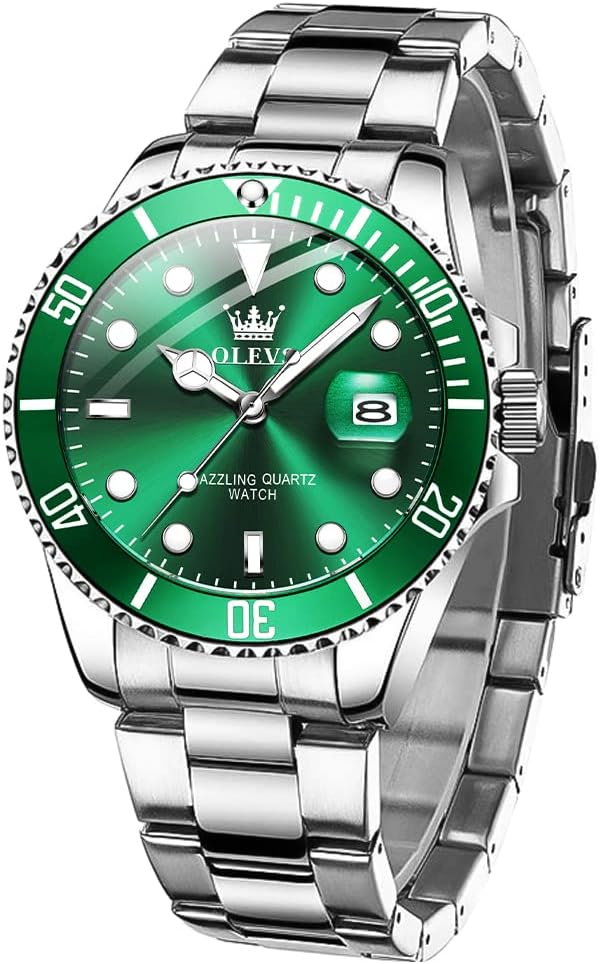 OLEVS Mens Watches Designer Calendar Dress Metal Stainless Steel Quartz Analog Waterproof Luminous Wrist Watch Gent Large