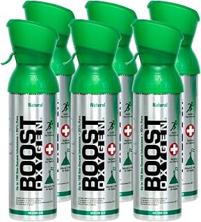 Boost Oxygen Medium Natural 5L Canister | Respiratory Support for Aerobic Recovery, Altitude, Performance & Health (6 Pack)