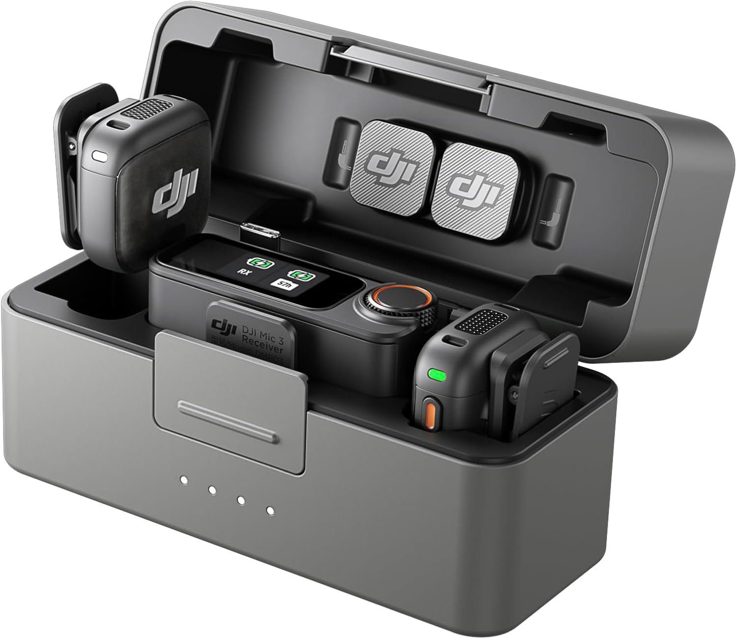 DJI Mic 3 (2 TX + 1 RX + Charging Case), Wireless Microphone for iPhone/Camera/Android, Ultralight, Adaptive Gain Control for Balanced Volume, Dual Band Anti-Interference, 28hrs Use, Vlog