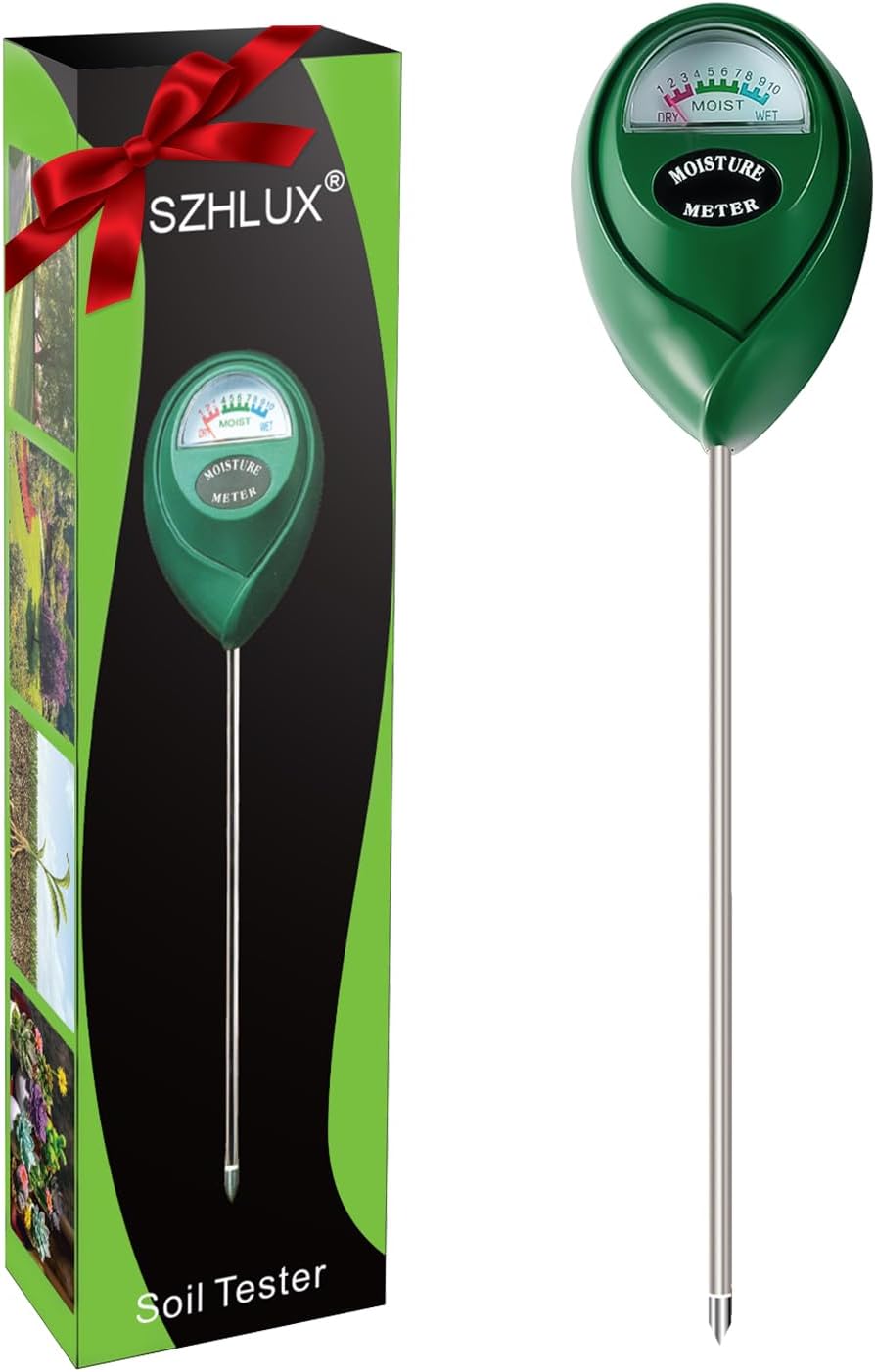 SZHLUX Soil Moisture Meter, Plant Water Monitor, Soil Hygrometer Sensor for Plant Care, Great for Garden, Lawn, Farm, Indoor & Outdoor