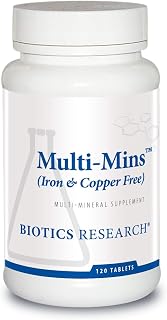 Biotics Research Multi Mins Iron and Copper Free Multi Mineral Complex, Balanced Source of Mineral Chelates and Whole Food, Phytochemically Bound Trace Minerals, Easily Absorbed. 120 Tabs