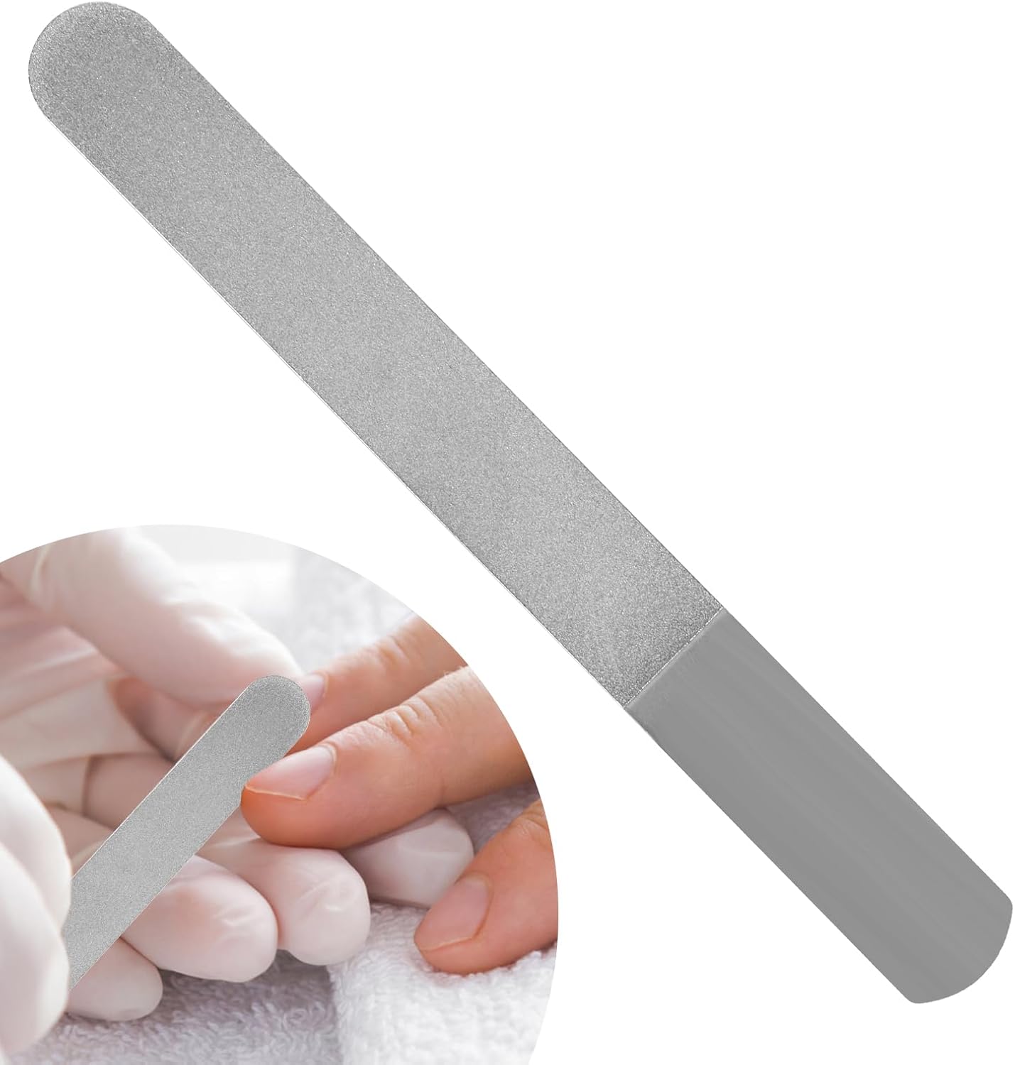 Metal Nail File, Diamond Toe Nail File, Dual Sided Coarse Fine Grit, Stainless Steel Autoclavable Manicure Tool for Podiatry & Personal Use, Effective Callus Removal, Salon Quality Care (17.5x1.9cm)
