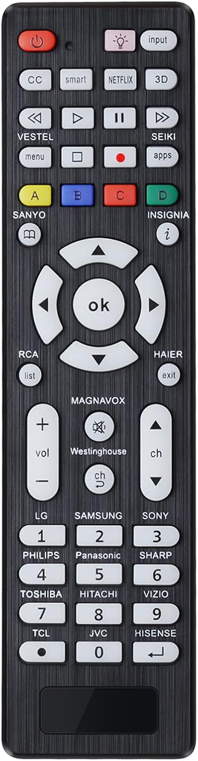 Universal TV Remote for Samsung,LG, Sony, Sharp, Vizio, Philips, Toshiba, Hitachi, Sanyo, JVC, TCL, Hisense, Vestel, Seiki, Insignia, Magnavox, haier, Panasonic All Series TV