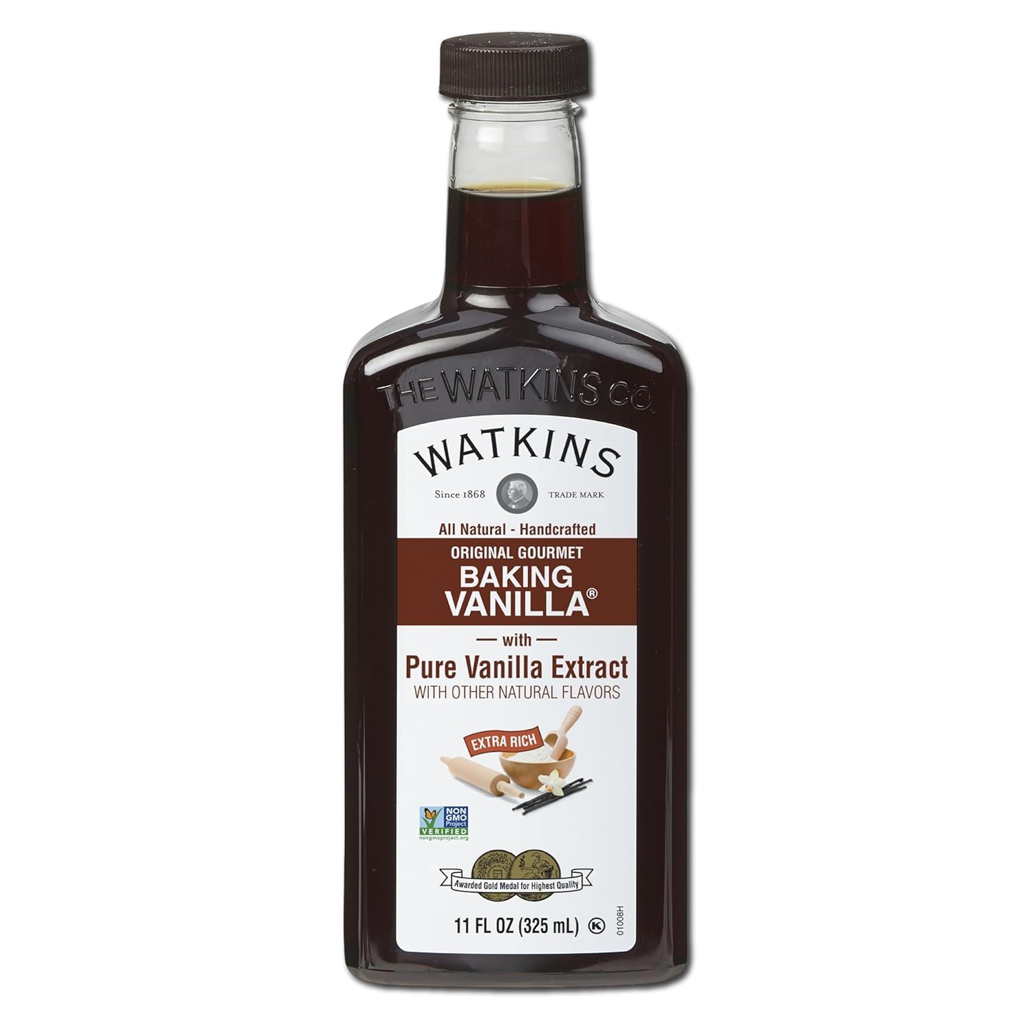 Watkins Original Gourmet Baking Vanilla With Pure Vanilla Extract, Extra Rich, Non GMO, 11 Fluid Ounces (Pack Of 12)