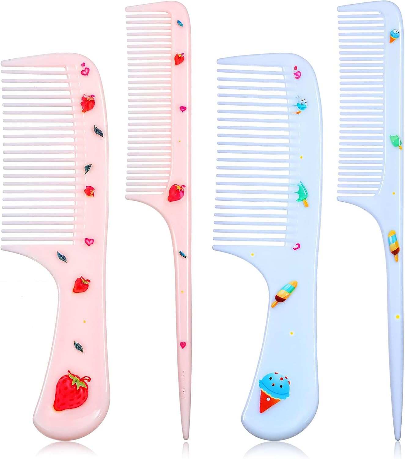 Giantree 4Pcs Baby Hair Comb, Kids Hairs Brush Set for Girls Boys, Cute Hairs Comb Set Toddler Hairs Brush, Mini Comb Rat Tail Styling for Toddler Child's Hair(Style B)