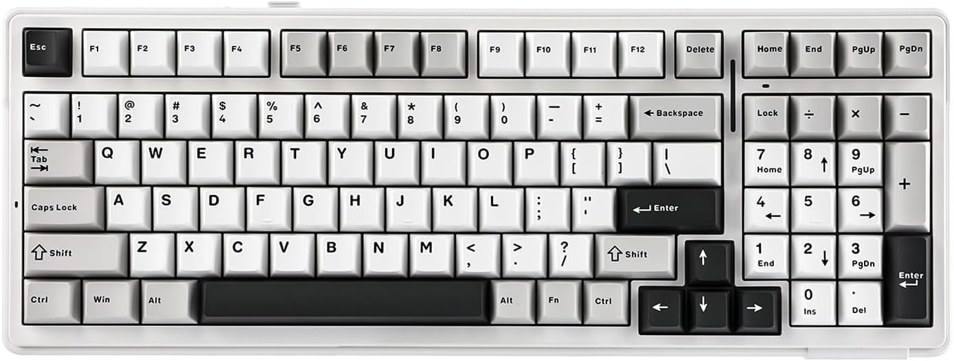 EPOMAKER x AULA F99 Wireless Mechanical Keyboard, Hot Swappable Gasket Custom Gaming Keyboard with Five-Layer Padding, Bluetooth/2.4GHz/USB-C, 8000mAh Battery (White Grey, Graywood V3 Switch)