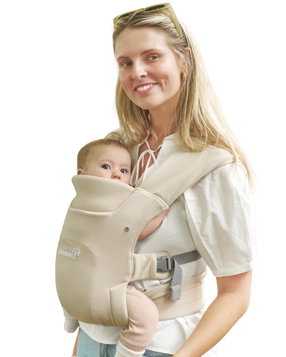 GROWNSY Newborn Carrier, Ergonomic, Cozy Baby Carrier, Cream