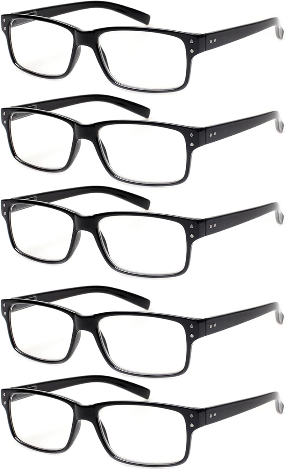 NORPERWIS Reading Glasses 5 Pairs Quality Readers Spring Hinge Glasses for Reading for Men and Women (5 Pack Black, 3.00)