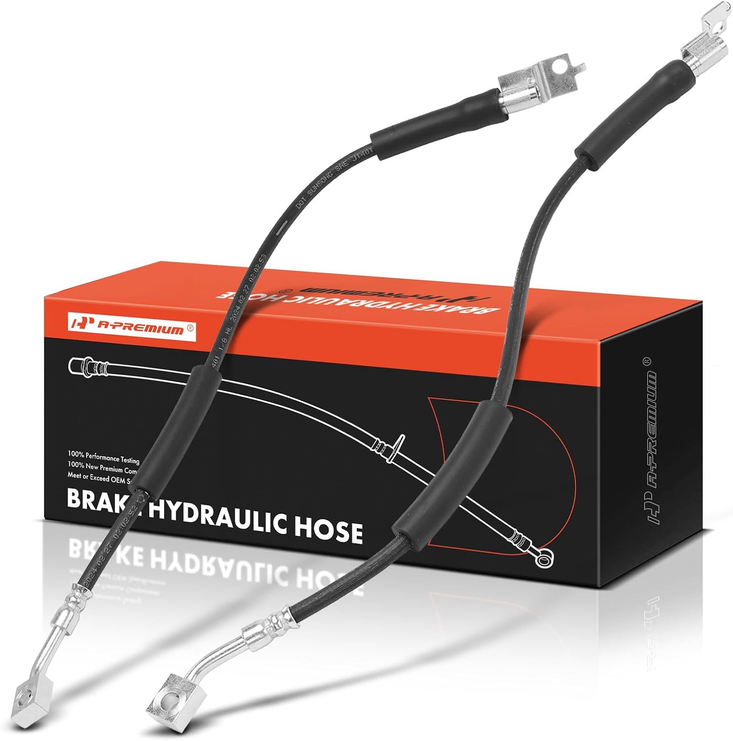 A-Premium Front Driver and Passenger Side Brake Hydraulic Hose Compatible with Select Jeep Models - Grand Cherokee 1993-1998, Wrangler, Cherokee, Comanche, Grand Wagoneer, TJ, Wagoneer, Pack of 2