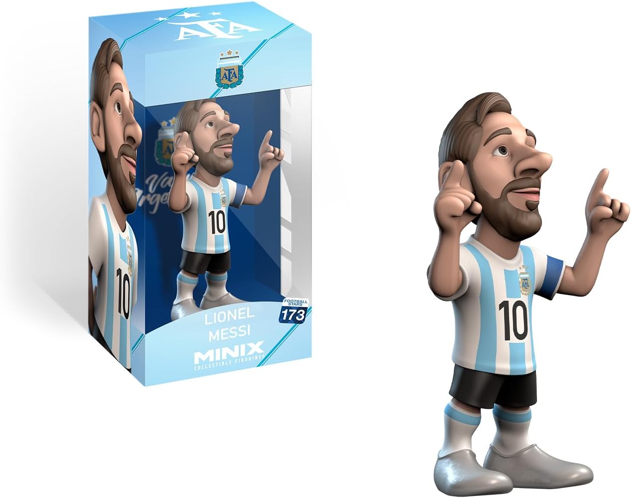 MINIX Lionel Messi Argentina 12cm Figure - Collectible Messi Figure Sports Football Icon Range for Fans, Blue