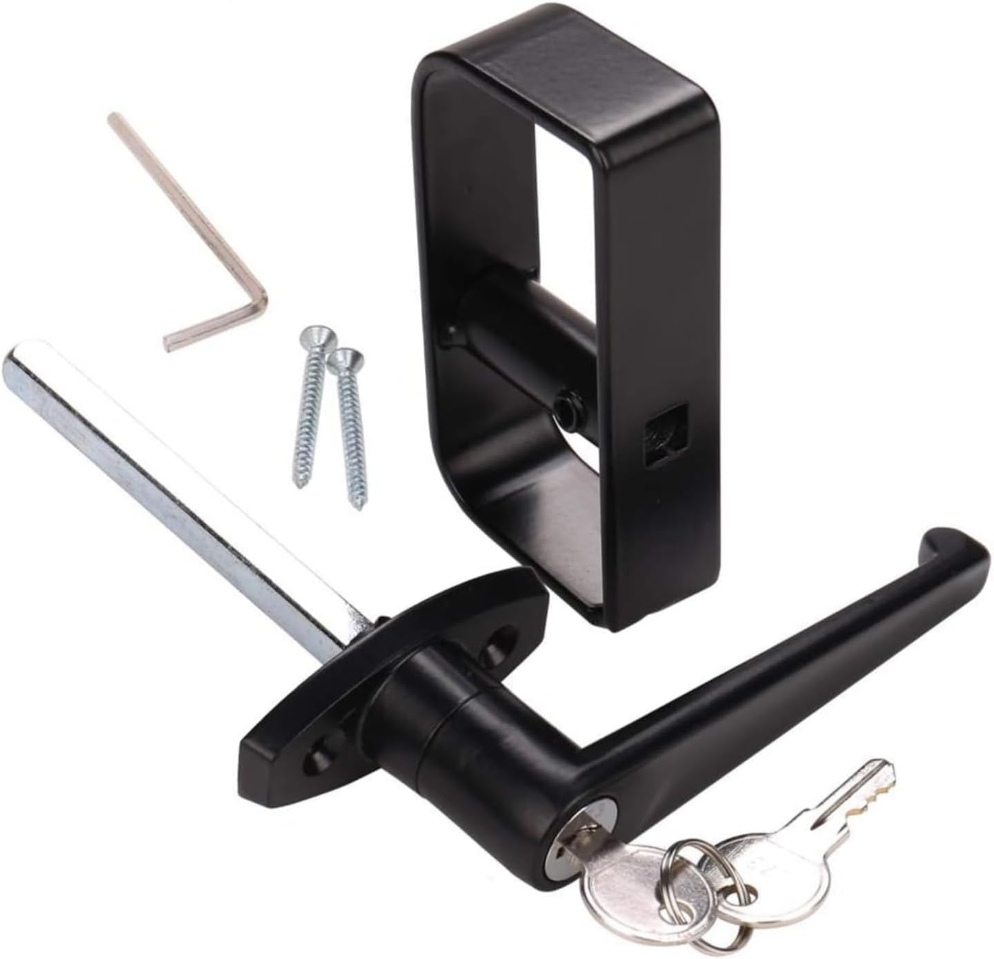 QZATACAEN L-Handle Lock kit Shed Door Locks with Samed Keys and Screws for Playhouse & Chicken Coop Door Lock 4.5 inch / 114 mm L-Handle 1 kit