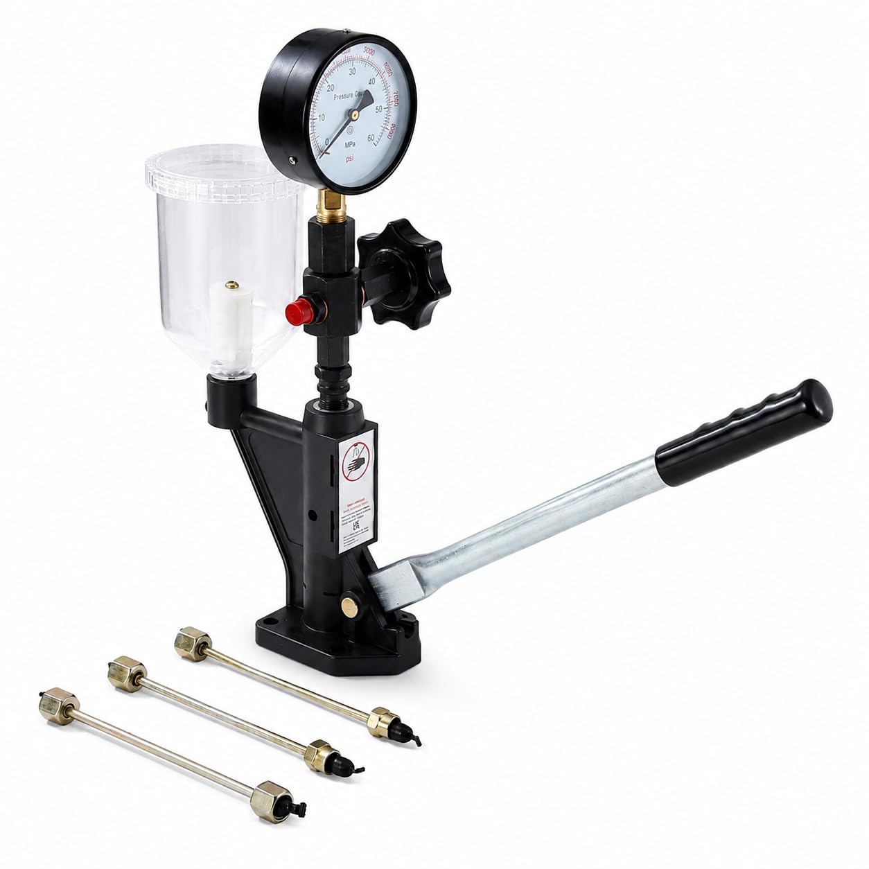 KATSU Tools Diesel Injector Nozzle Pressure Tester 0–600 Bar / 0–8700 PSI – Fuel Injector Pop Tester Kit with Dual Scale Gauge, Hand Pump & Transparent Reservoir for Diesel Engines, Model 449949