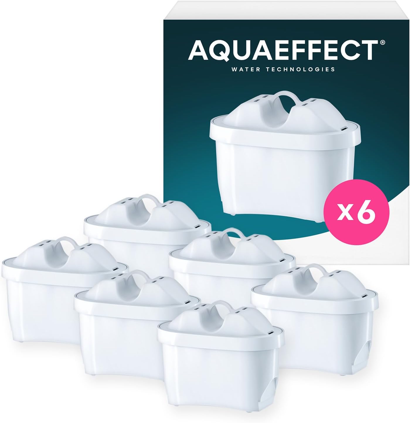 AQUAEFFECT MAX+ Water Filter Cartridges,Replacement for Brita® Maxtra+® Plus,Maxtra Pro® All-in-1,Compatible with Brita® Marella® Jug,Reduces Chlorine & Limescale,Eco-Friendly Choice (6)
