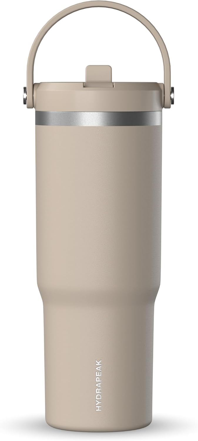 Hydrapeak Nomad 32 oz Tumbler with Handle and Straw Lid, Leakproof, Double Insulated, 32oz Cup Stainless Steel (ST-Latte)
