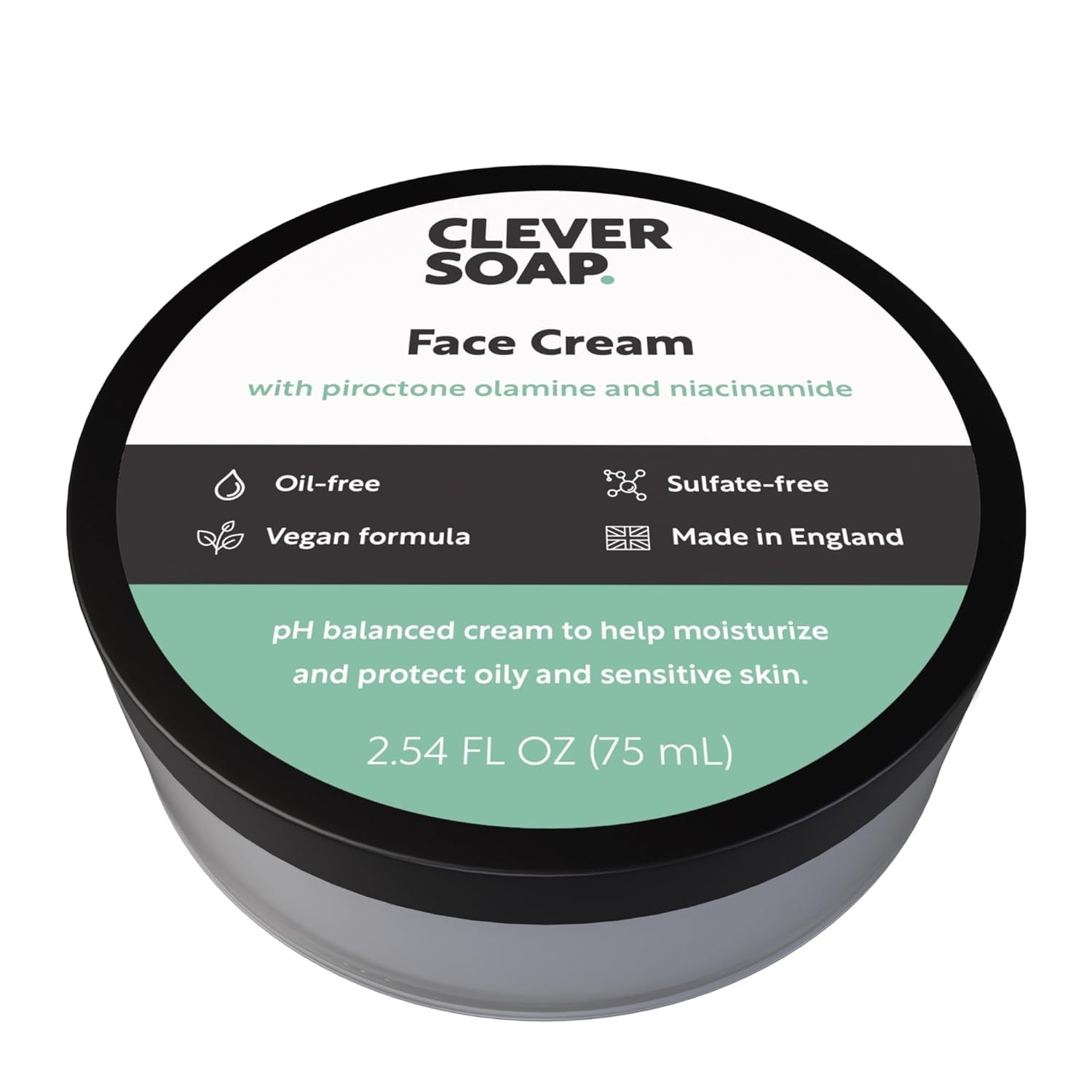 Clever Soap Face Cream – Soothing Daily Moisturizer with Piroctone Olamine & Niacinamide | Oil-Free, Sulfate-Free Calming Gel for Oily, Dry, Flaky, or Sensitive Skin | For Men & Women, 2.54 Fl Oz