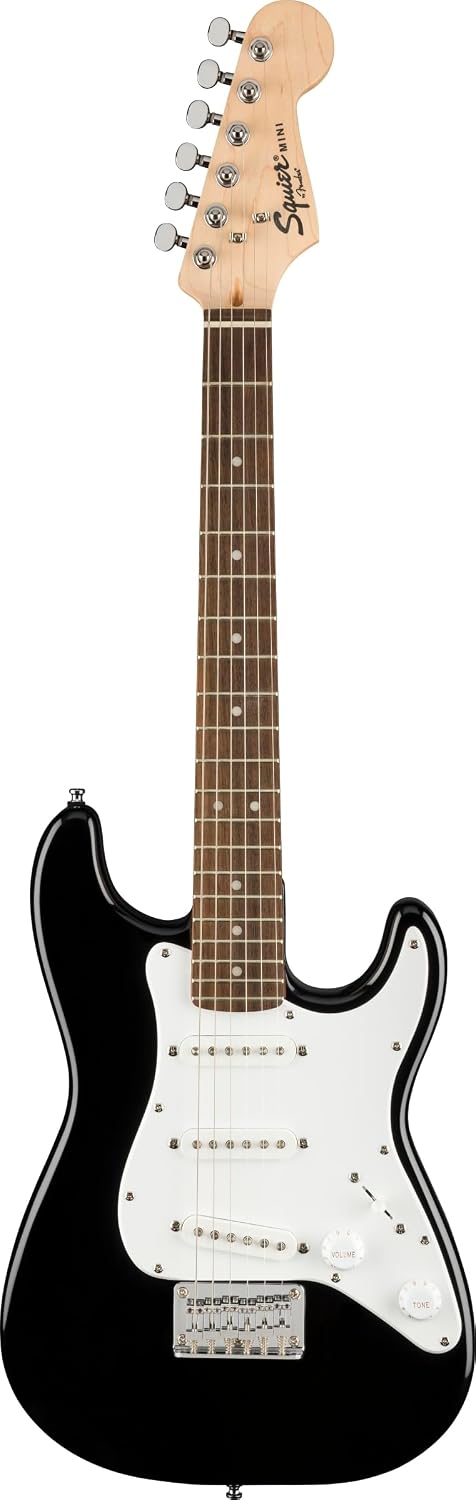 Squier by Fender Mini Stratocaster Kids Beginner Electric Guitar, Black