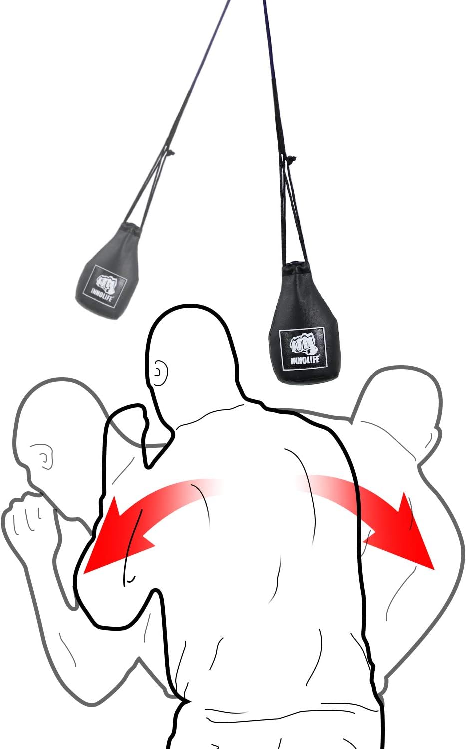 INNOLIFE Boxing Slip Bag, Dodge Hide Speed Bag Maize Ball Leather Ball for Reflex Training, Boxing, Kickboxing, MMA Pendulum Training, Red