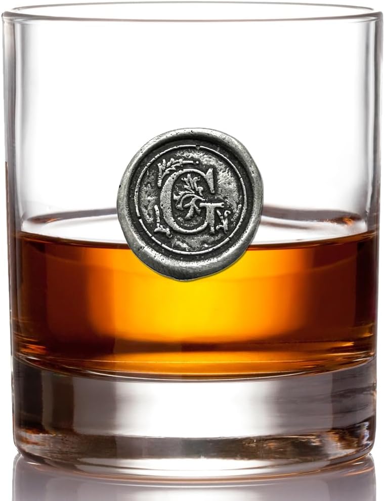 English Pewter Company 11oz Whisky Glass Tumbler with Monogram Initial - Personalised Gift with Your Choice of Initial (G) [MON107]