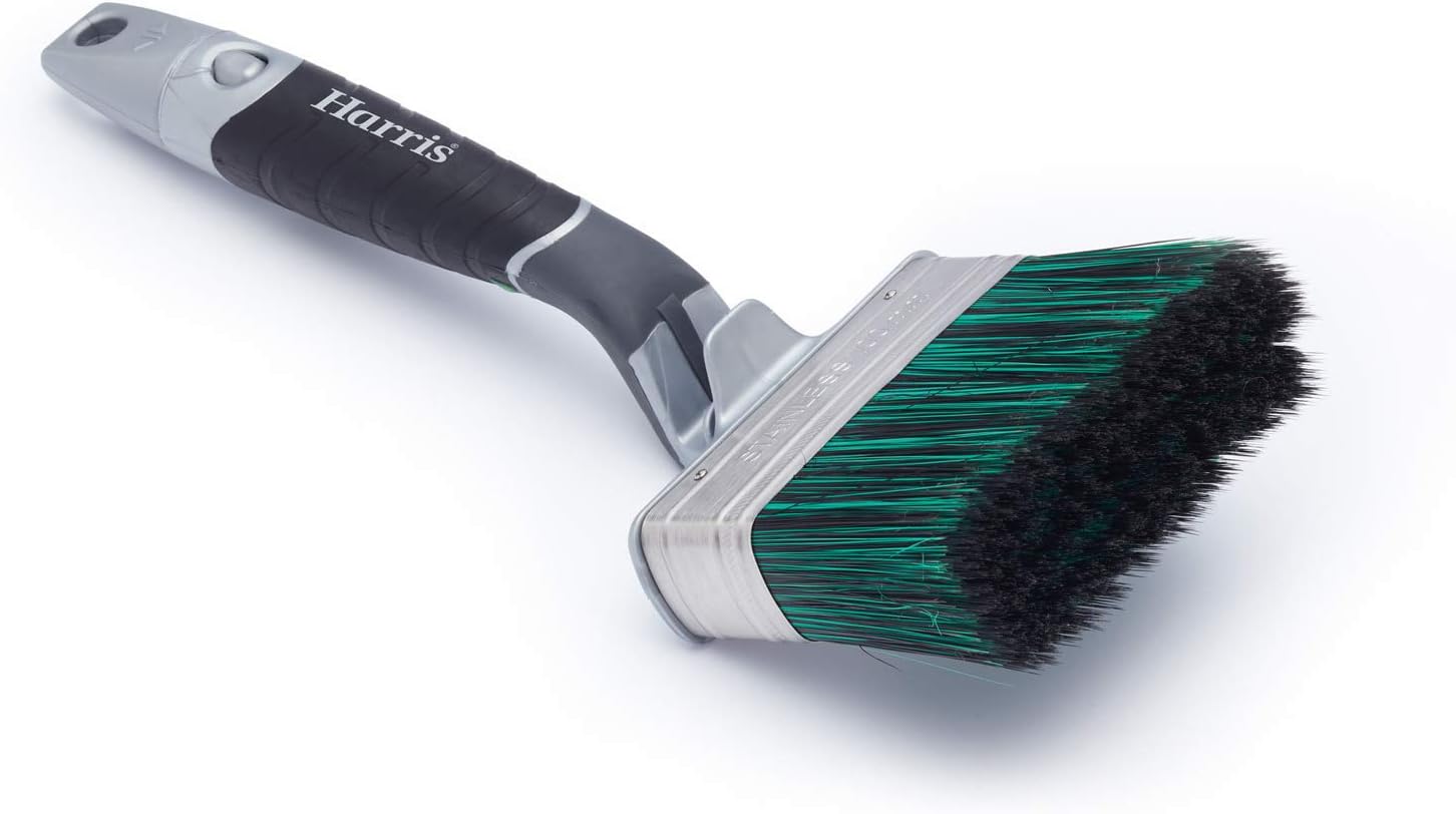 Harris Ultimate Shed & Fence Swan Neck Exterior Woodwork Paint Brush,100mm, Grey