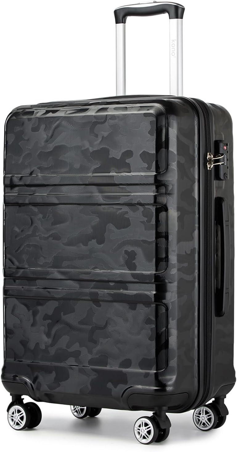 Kono Fashion Hand Luggage Lightweight ABS+PC Hard Shell Trolley Travel Suitcase with TSA Combination Lock and 4 Spinner Wheels