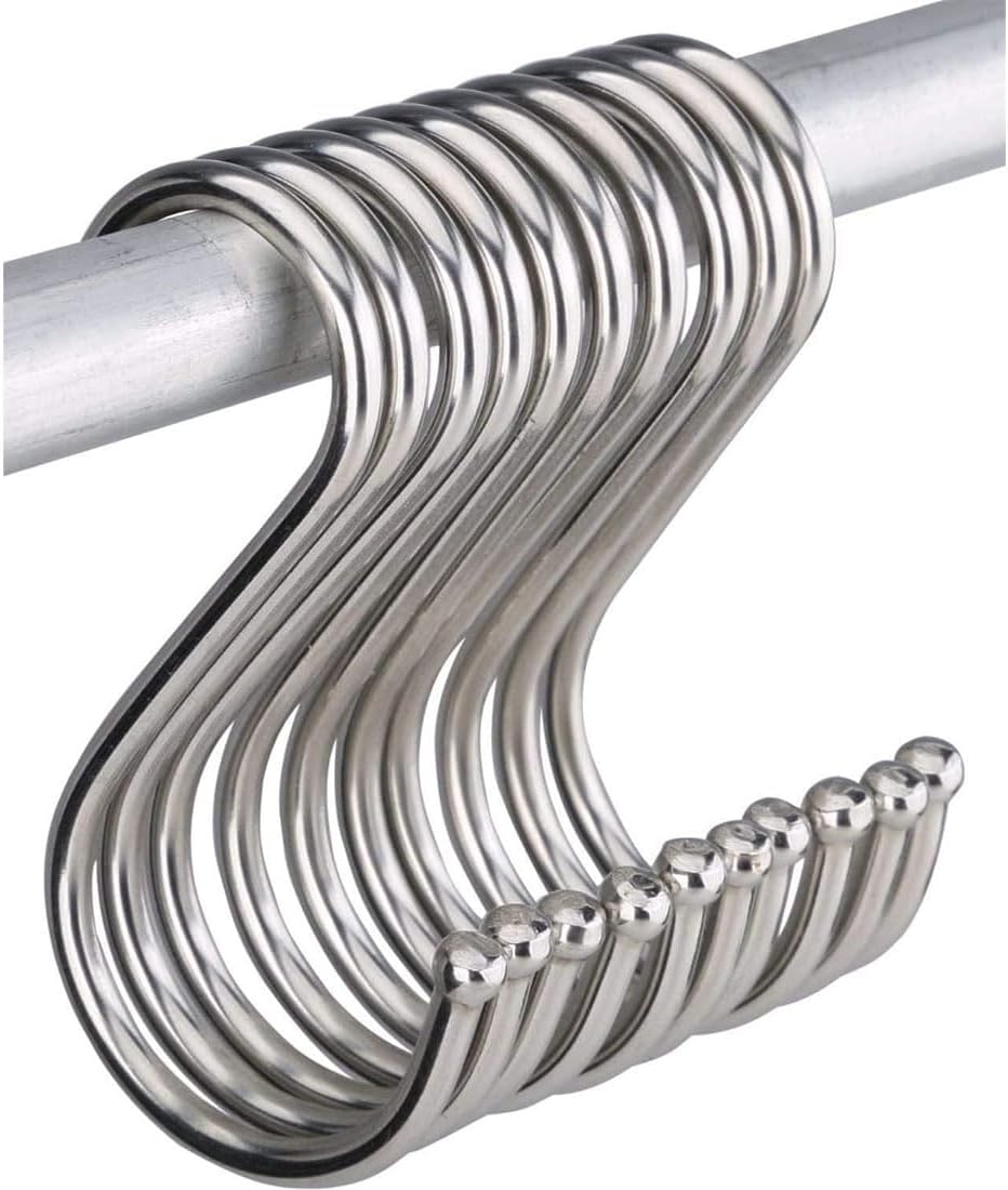 BANSHAN Heavy Duty S Hooks 9 cm S Shaped Hanging Hooks Large Hangers for Kitchen, Bathroom, Bedroom and Office (10 PCS)