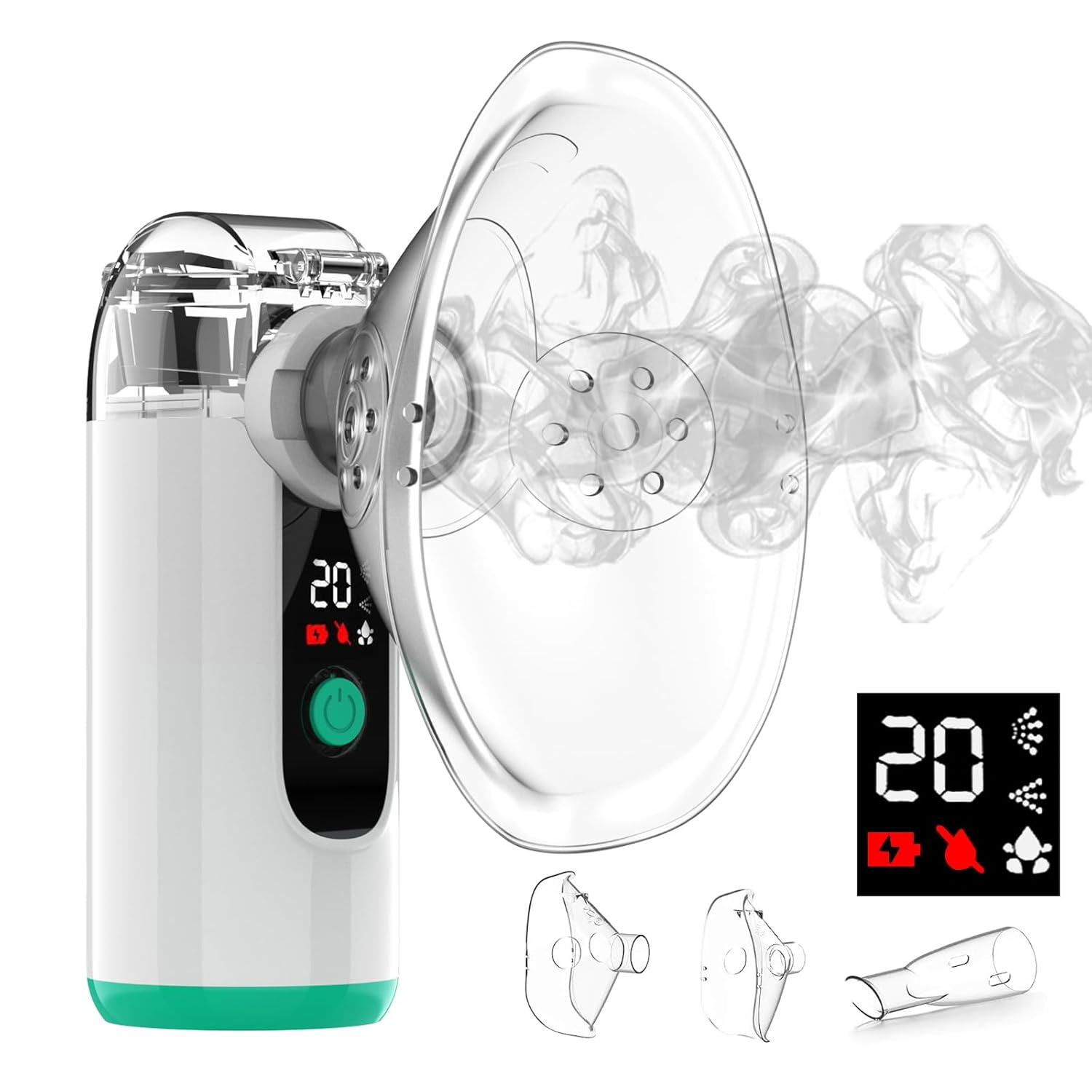 Hand-held Nebulizer for Respiratory System, Portable Nebulizer with Self-Clean Mode, Rechargeable Nebulizer for Home Office Travel