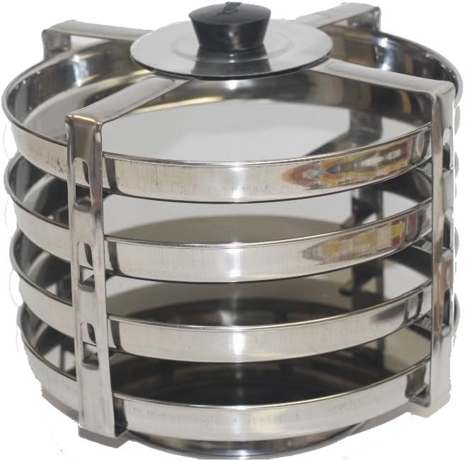 Tabakh DC-104 4-Plate Stainless Steel Dhokla Stand, Medium, Silver