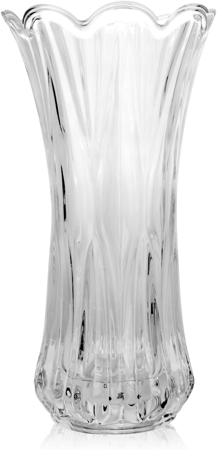 SENENQU Glass Vase, 30cm / 12 Inch Tall Clear Glass Vase, Large Crystal Flower Vase for Living Room Home Decoration