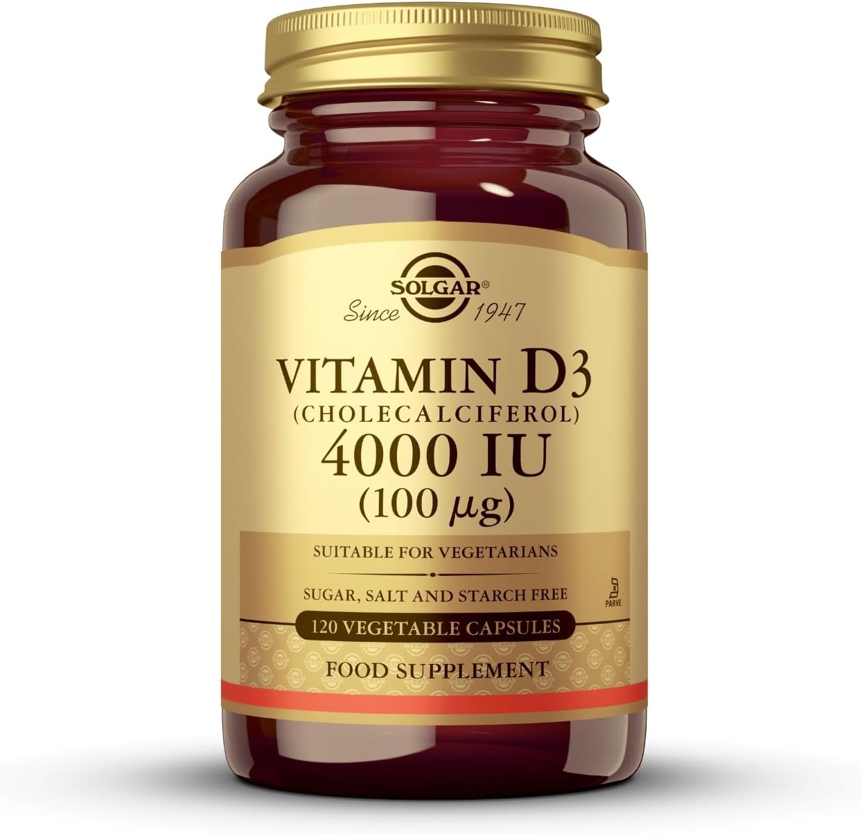 Solgar 4000IU Vitamin D3 - Healthy Teeth and Bones - Better Calcium Absorption - Pack of 120 Vegetable Capsules
