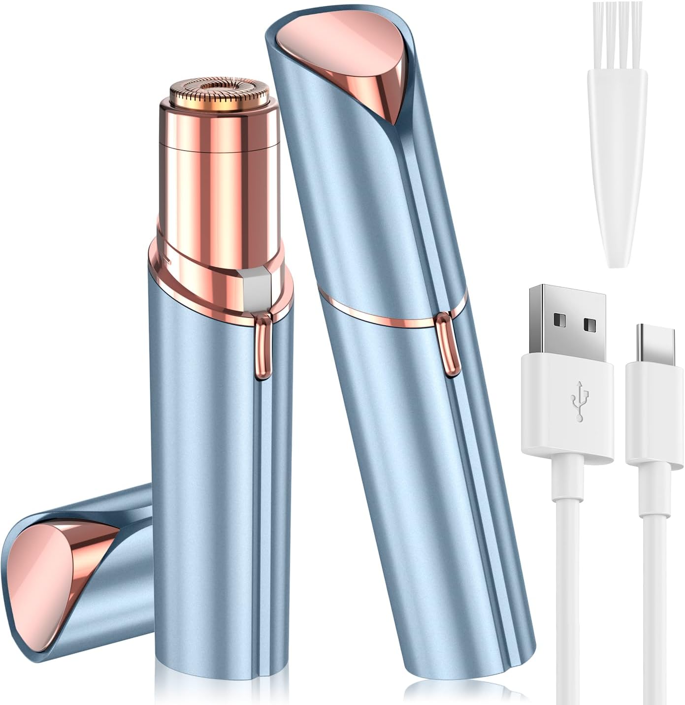 Vexloria Facial Hair Remover for Women, Face Hair Trimmer, Rechargeable Women's Facial Shaver, Painless Lady Shavers for Women for Face Hair, Upper Lips, Peach Fuzz, Bikini Body-Blue