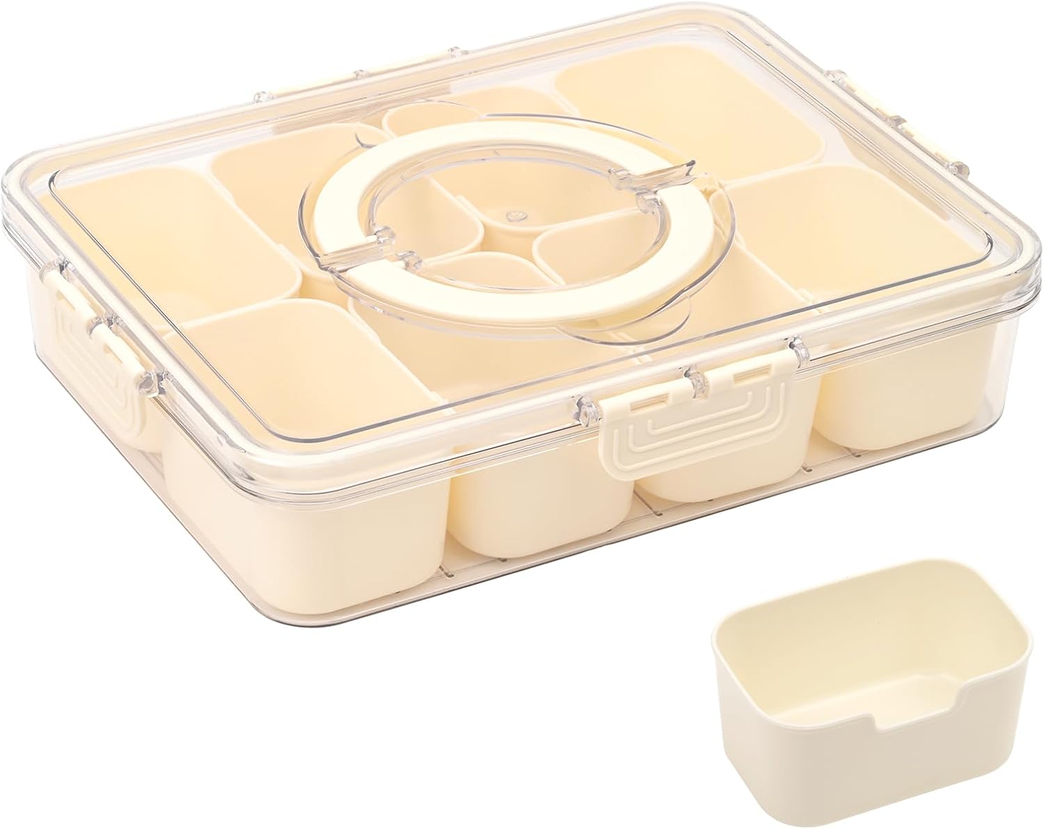 EPHOSHI Snack Tray with Lid,Snack Box with 8 Compartments,Portable Snackle Box,Divided Serving Tray for Snacks,Fruit,Candy,Cookies Etc.