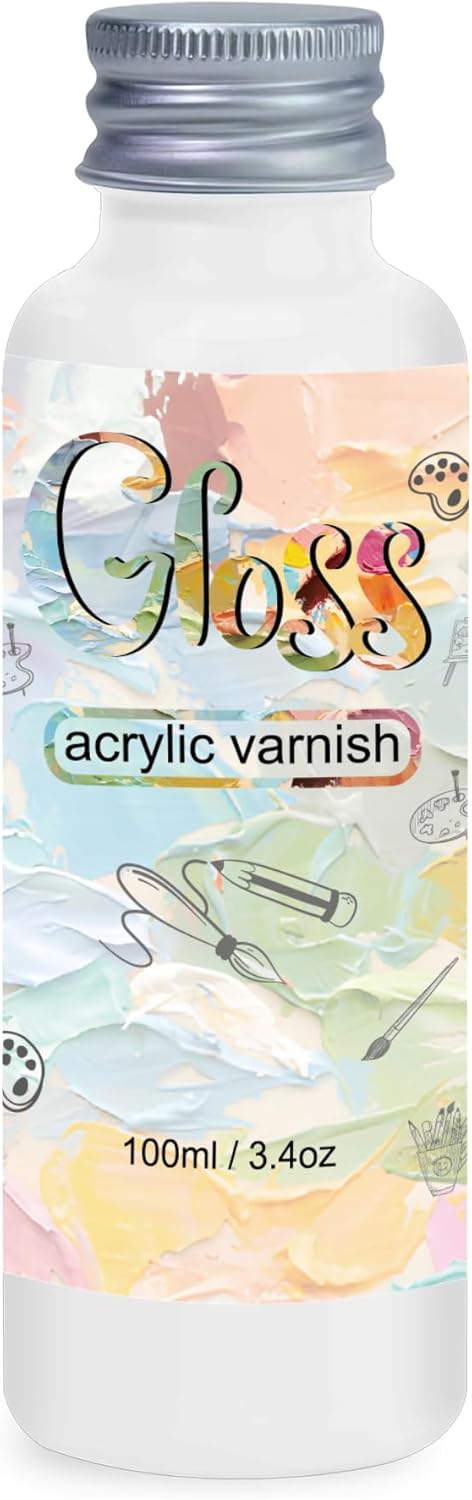 Gloss Varnish for Acrylic Painting,100ml Acrylic Varnish Gloss,Clear Varnish Keeps Paintings from Yellowing, Cracking, Maintains Permanent Color(Gloss)