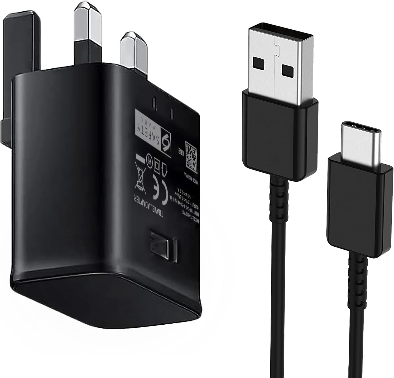 15W USB Fast Adapter Charger Plug for Samsung, BabbleCom USB Mains Wall Charger with Type C Cable 2M for Samsung Galaxy S22/S20/Note10/Note10+/Note9/Note8/S10/S9/S9 Plus/S8/S8 Plus/S7/A71/A53/A52/A13