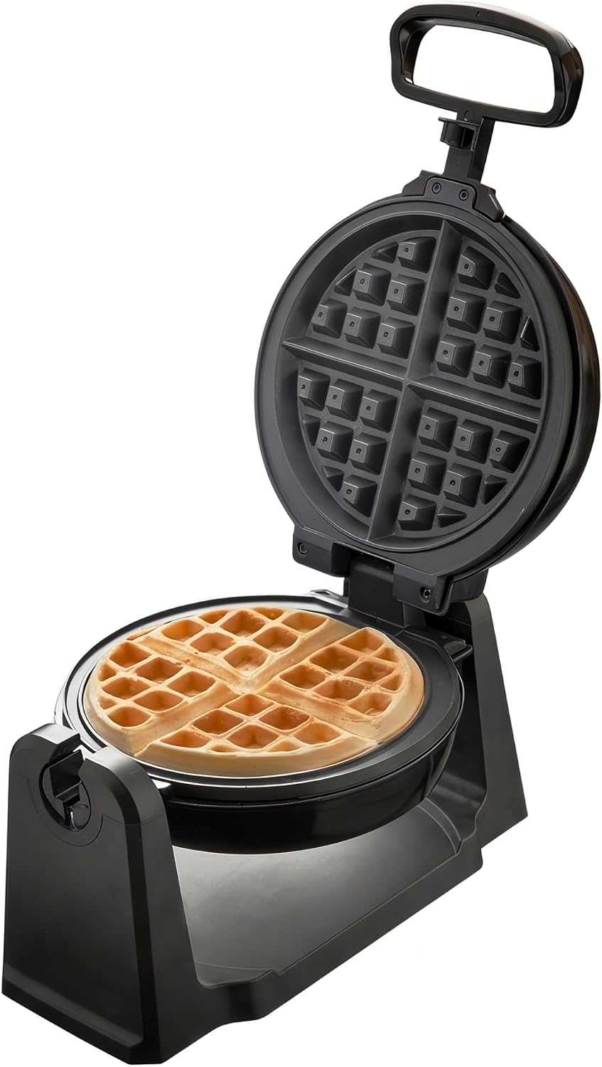 Quest 1000W Rotating Waffle Maker, 180° Flip Belgian Waffle Maker