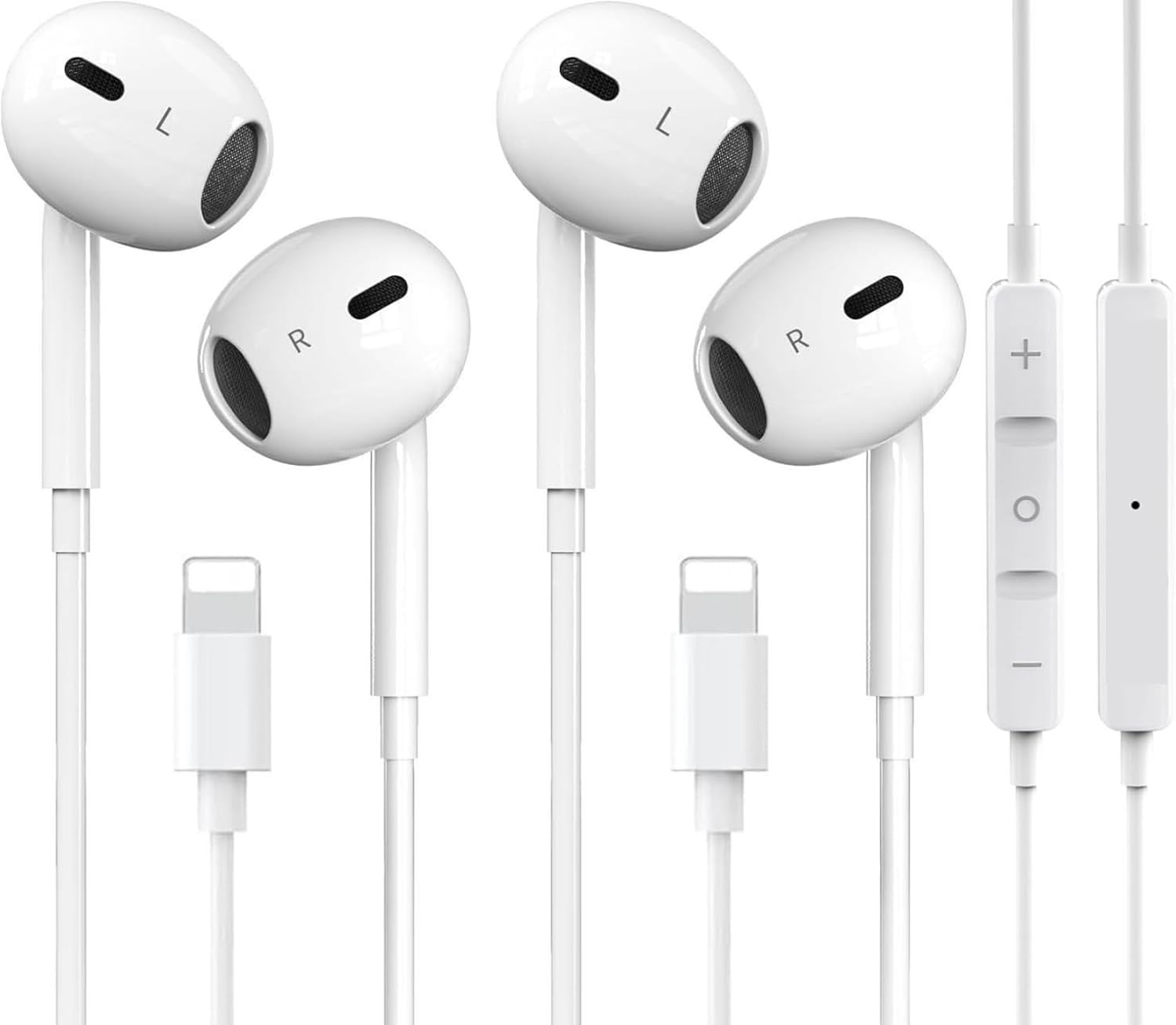 2 Pack Lightning Earphones for iPhone [MFi Certified] HiFi Stereo Noise Isolating Headphones Wired In-Ear Earbuds Built-in Microphone & Volume Control Compatible with iPhone 14/13/SE/12/11/XR/8/7/XS